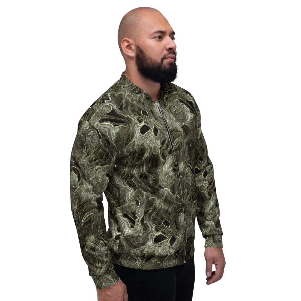 Olive Vortex on Bomber Jacket — Right