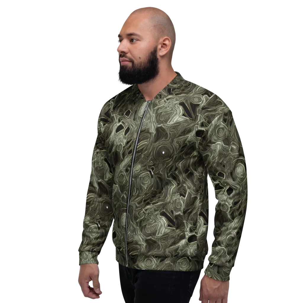 Olive Vortex on Bomber Jacket — Left
