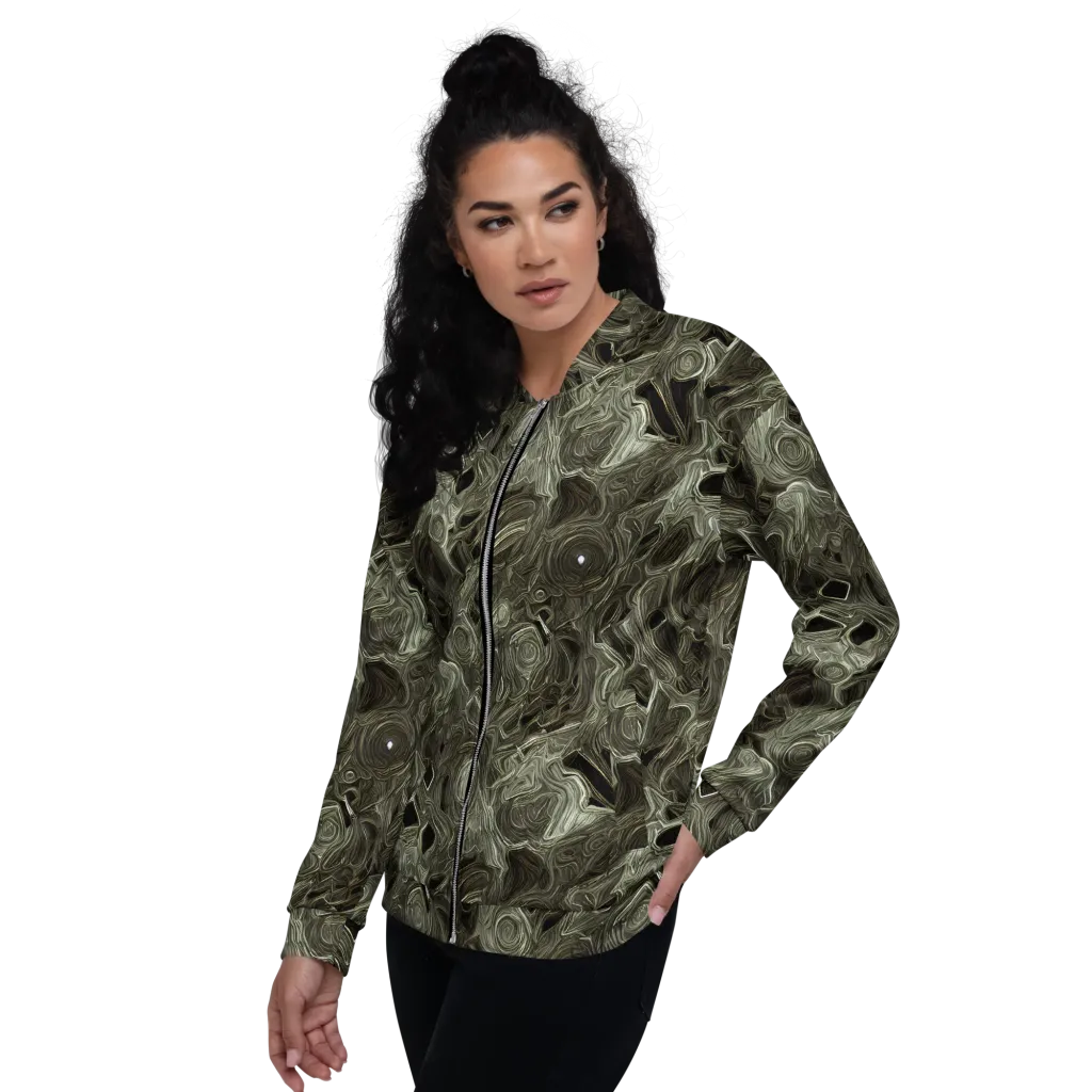 Olive Vortex on Bomber Jacket — Left