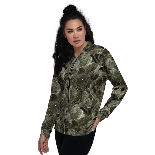Olive Vortex on a Bomber Jacket