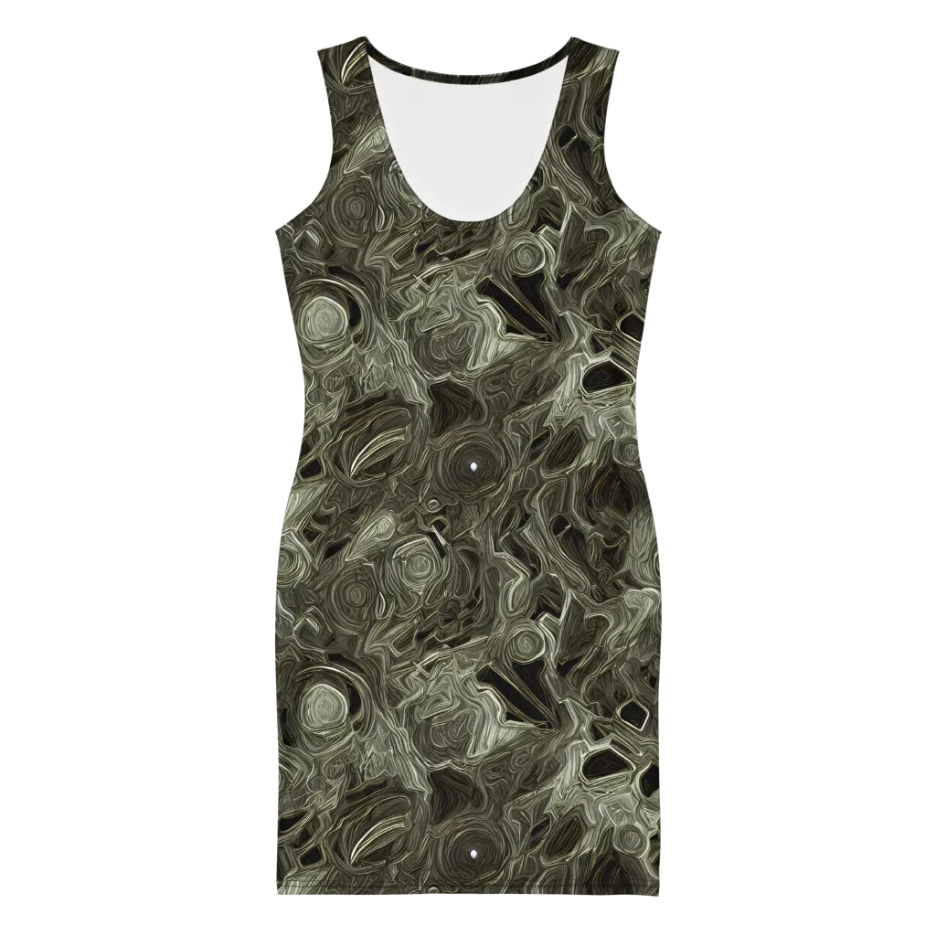 Olive Vortex on Bodycon Dress — Front