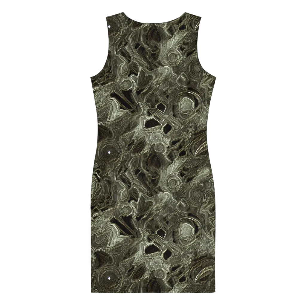 Olive Vortex on Bodycon Dress — Back