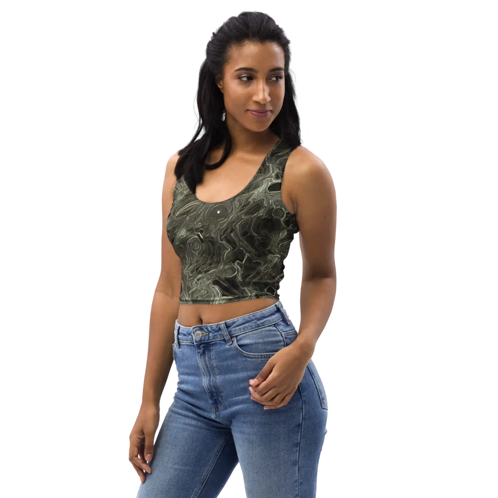 Olive Vortex on Crop Top — Left Front