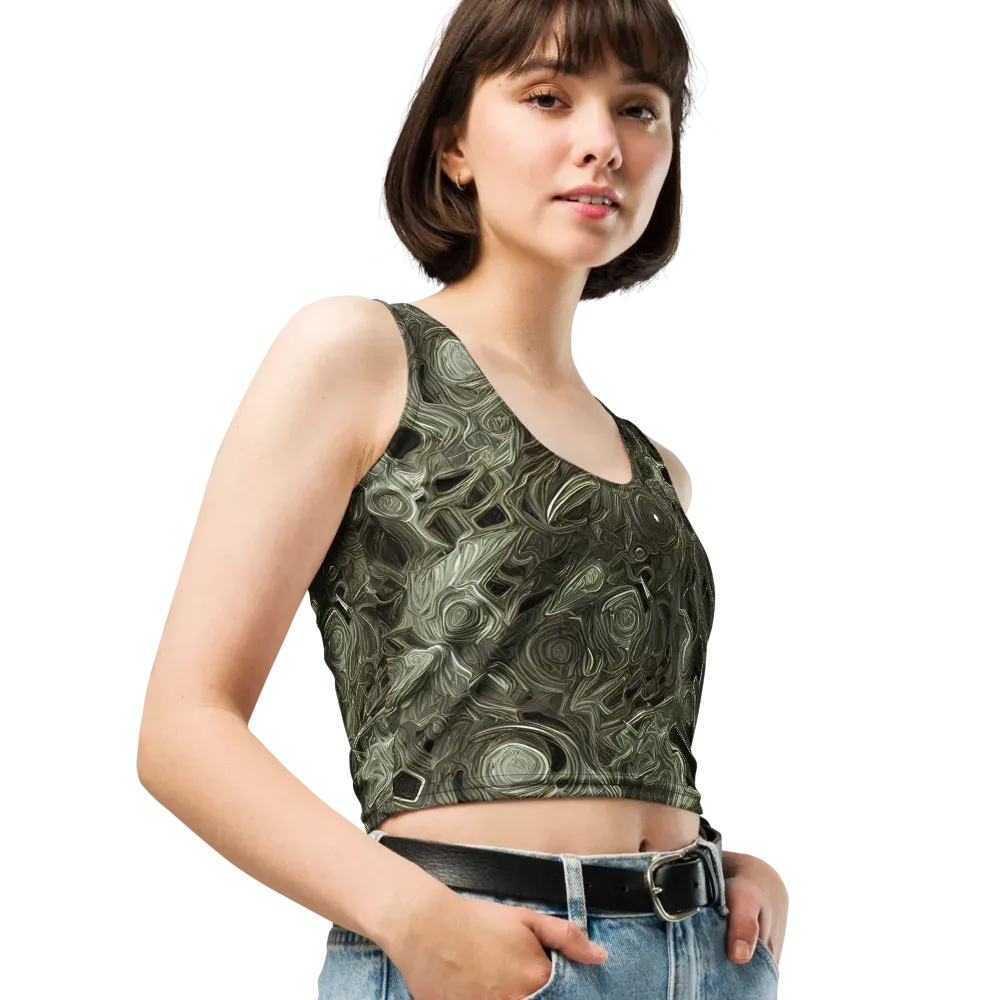 Olive Vortex on Crop Top — Right Front