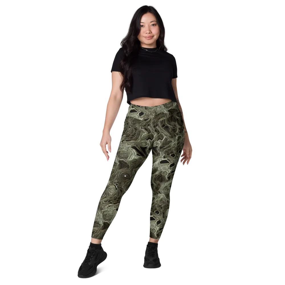 Olive Vortex on Leggings with Pockets — Front