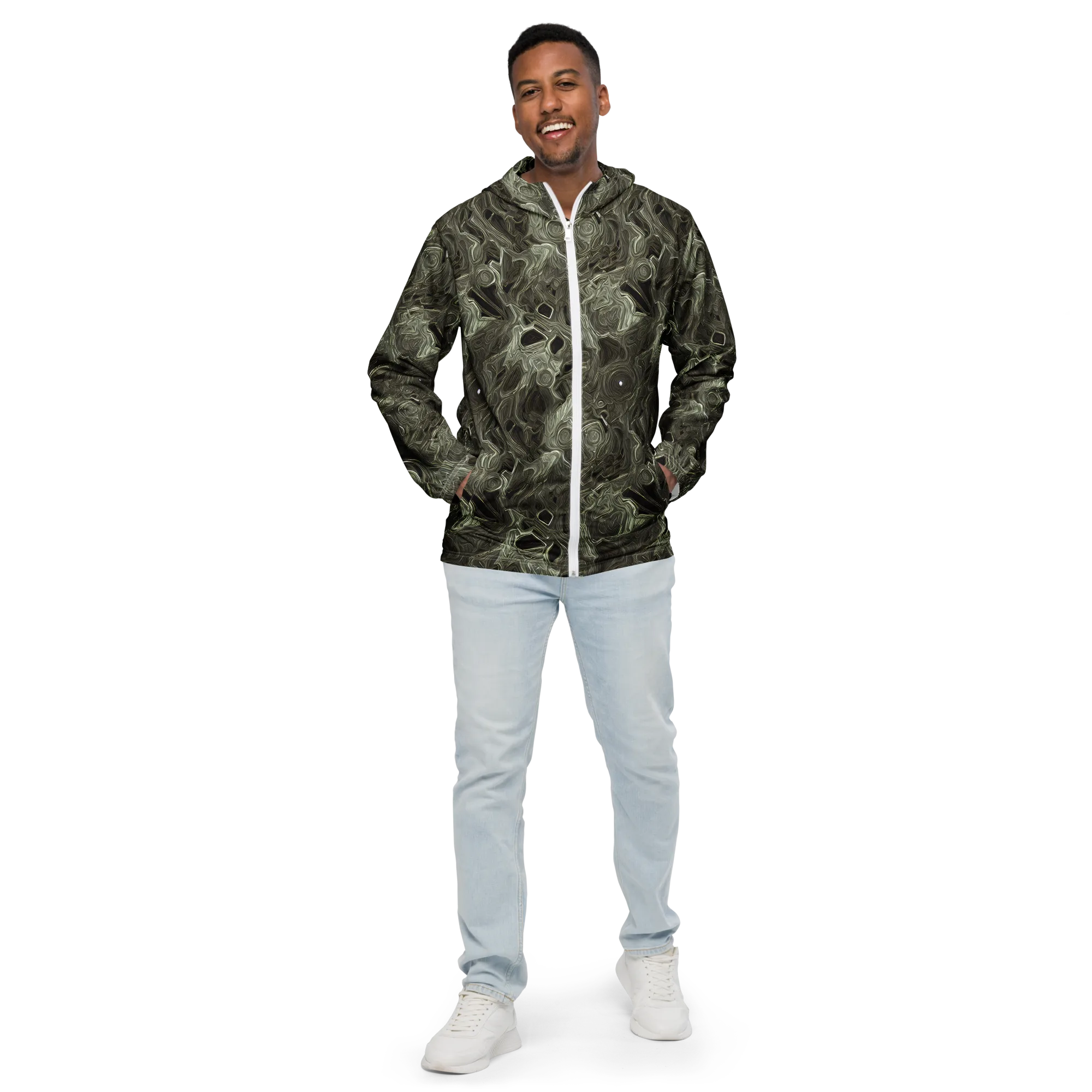 Olive Vortex on Men's Windbreaker — Front