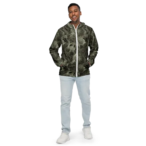 Olive Vortex on a Men's Windbreaker