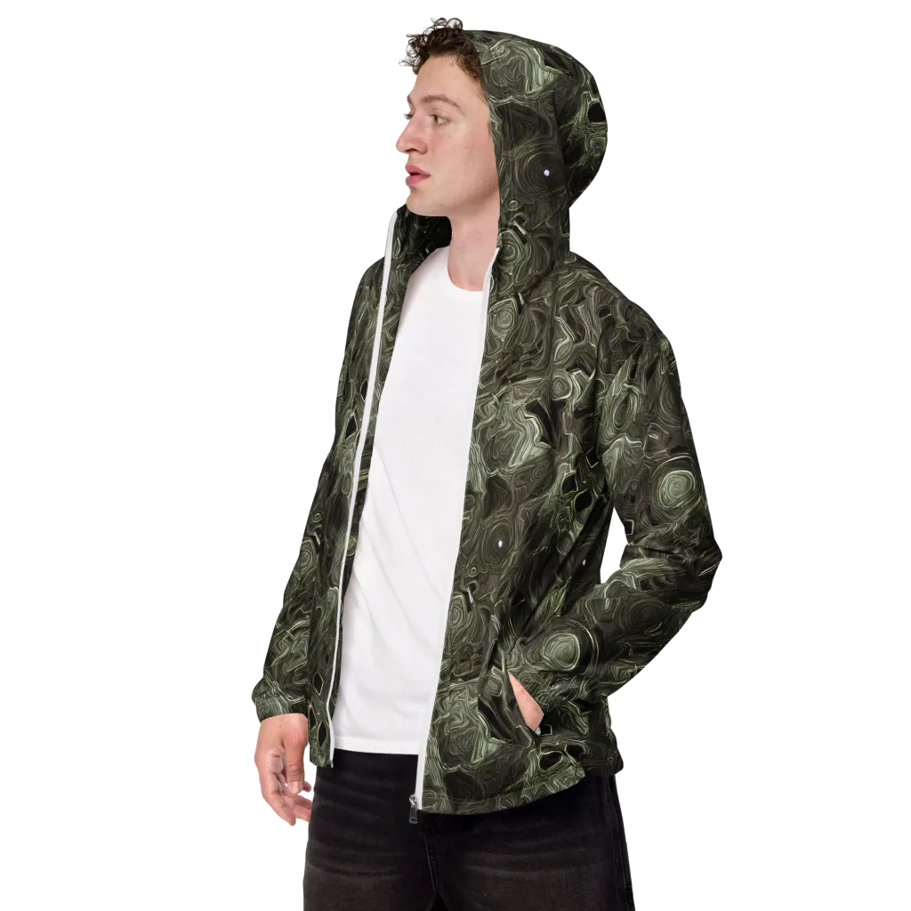 Olive Vortex on Men's Windbreaker — Left Front