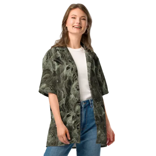 Olive Vortex on a Button Shirt