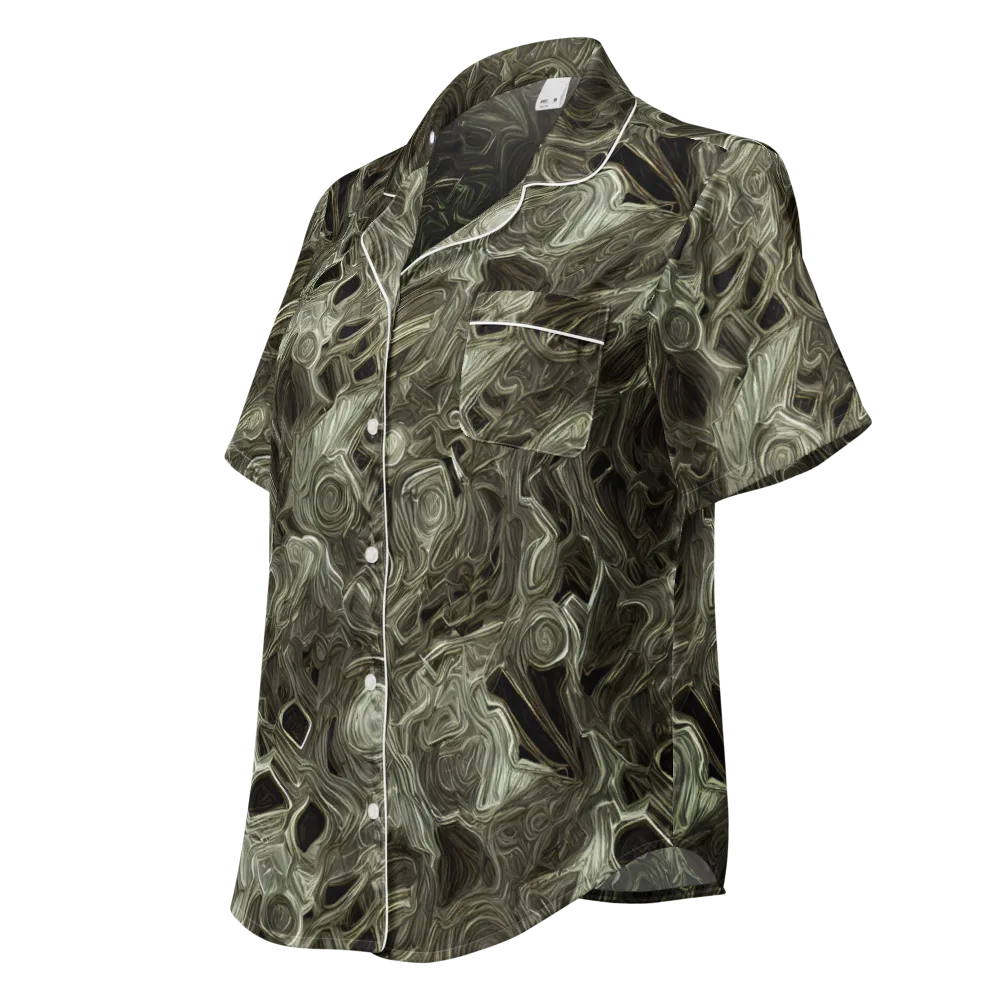 Olive Vortex on Women's Short Sleeve Pajama Top — Left Front