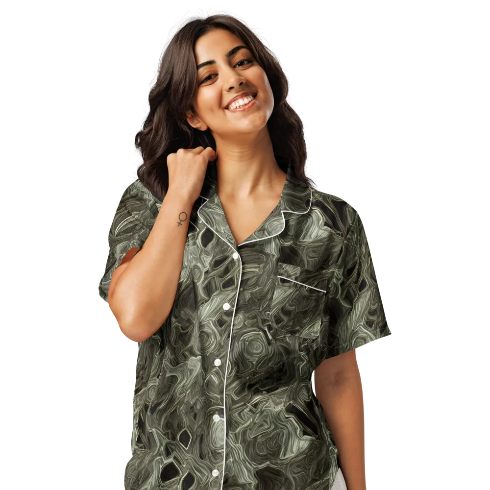Olive Vortex on Women's Short Sleeve Pajama Top — Front