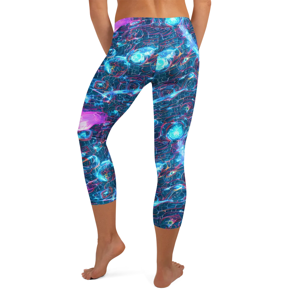 Celestial Circuitry on Capri Leggings — Back