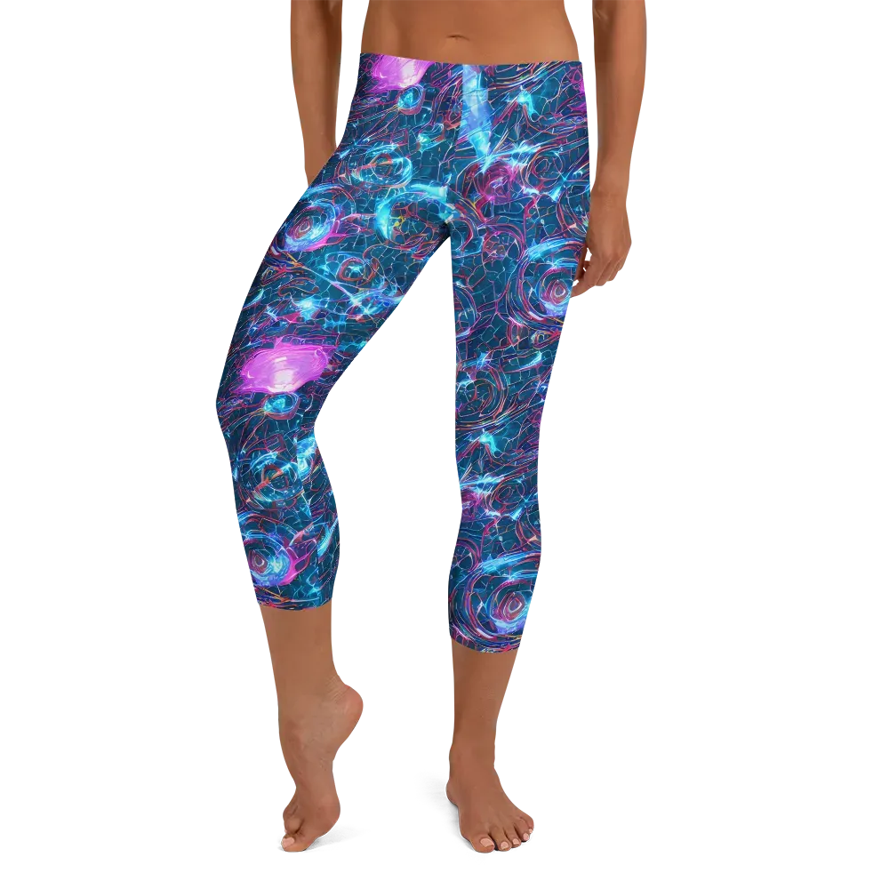 Celestial Circuitry on Capri Leggings — Front
