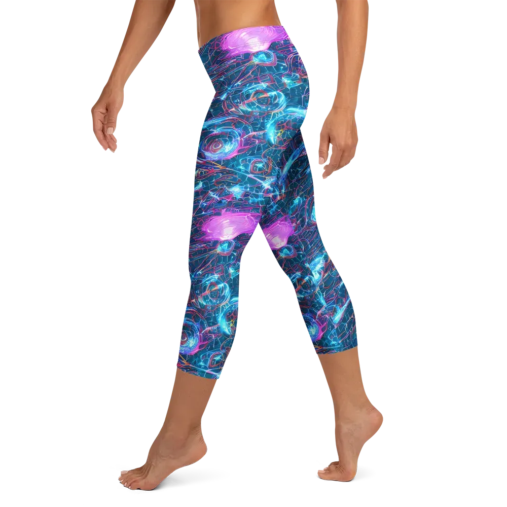 Celestial Circuitry on Capri Leggings — Left