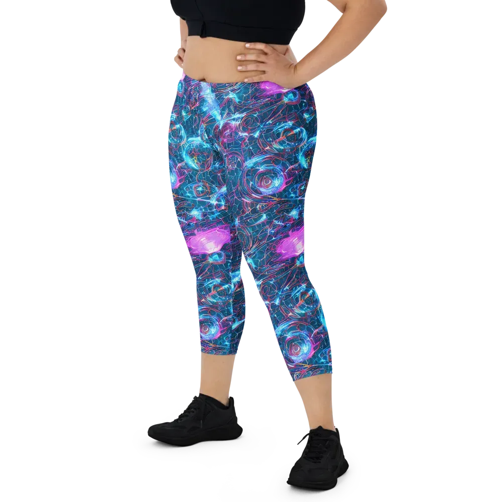 Celestial Circuitry on Capri Leggings — Front