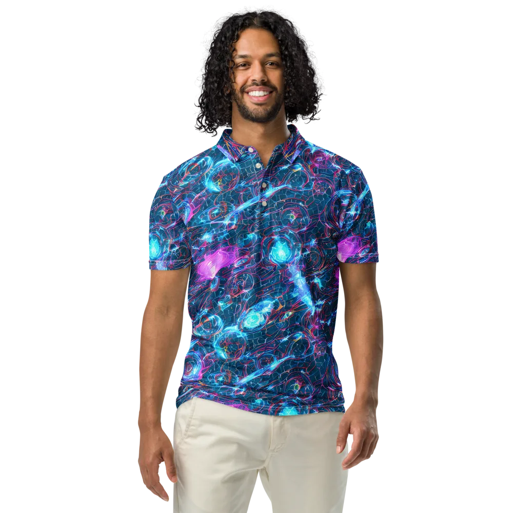 Celestial Circuitry on Men's Slim Fit Polo Shirt — Front