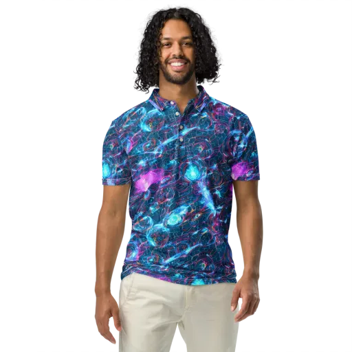 Celestial Circuitry on a Men's Slim Fit Polo Shirt