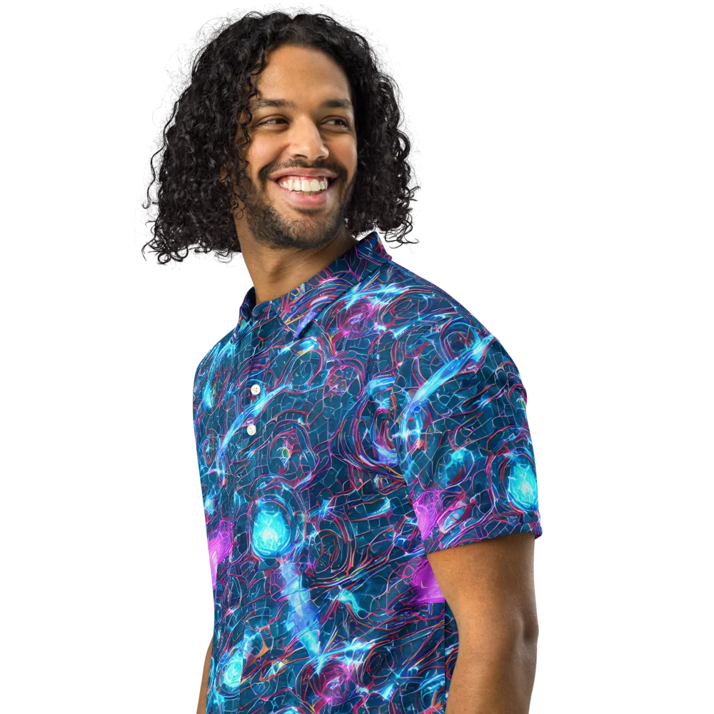 Celestial Circuitry on Men's Slim Fit Polo Shirt — Left Front