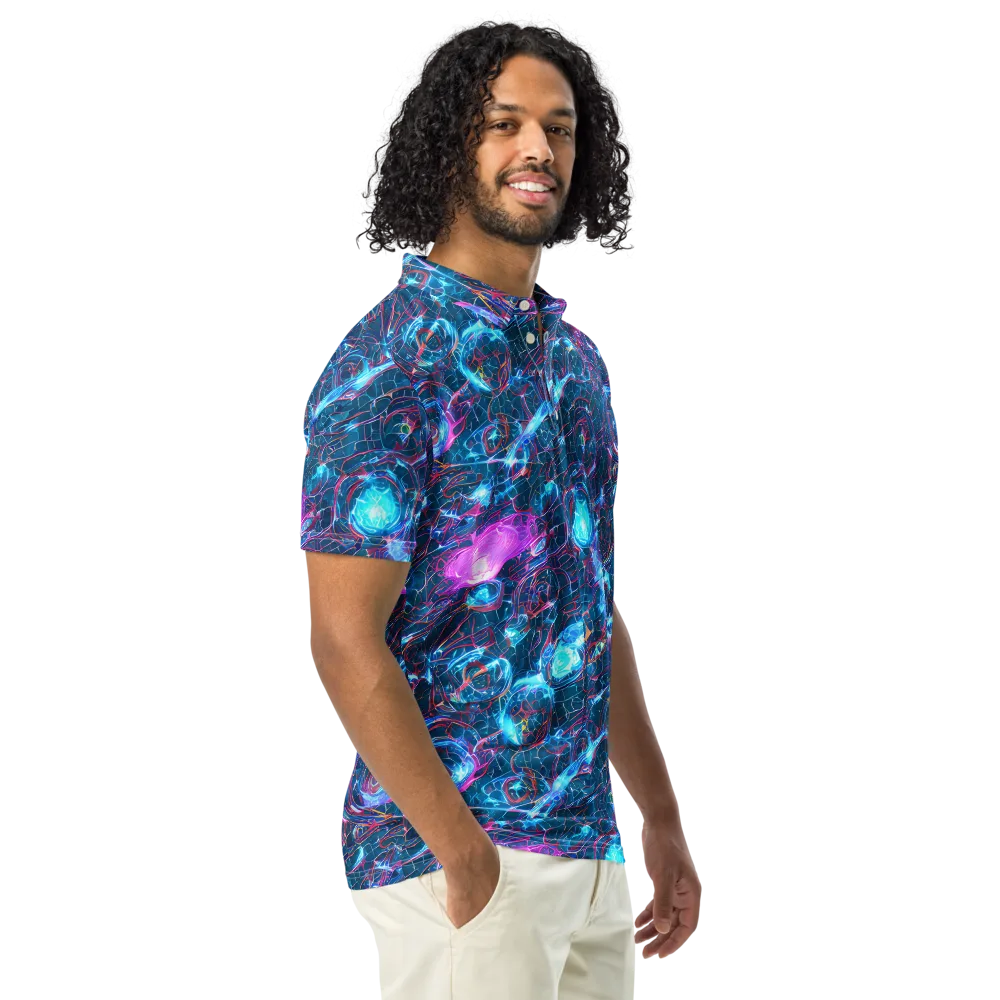 Celestial Circuitry on Men's Slim Fit Polo Shirt — Right Front