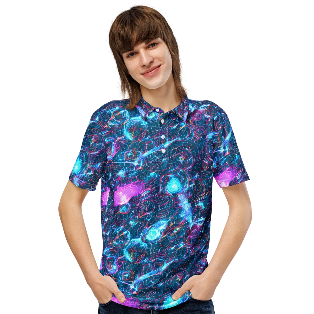 Celestial Circuitry on Men's Slim Fit Polo Shirt — Front