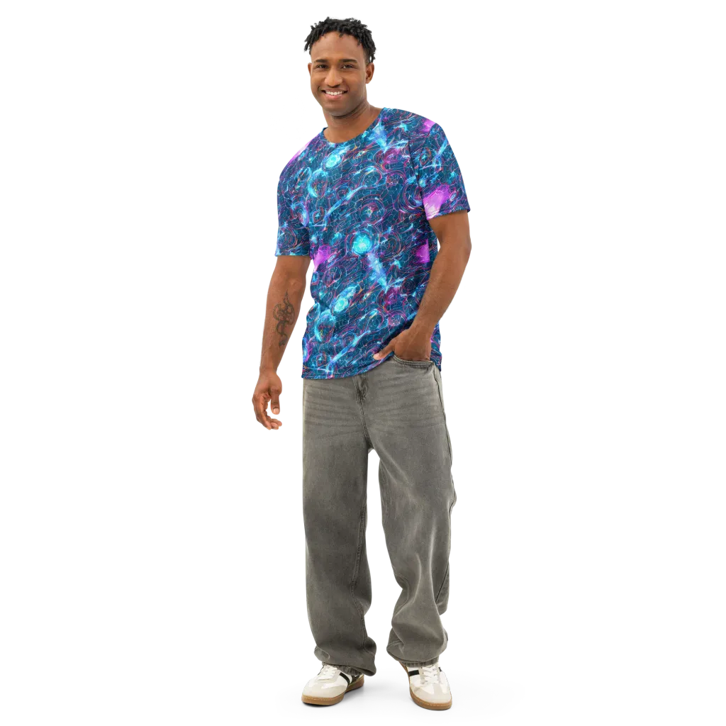 Celestial Circuitry on Men's Cotton Crew Neck T-Shirt — Front