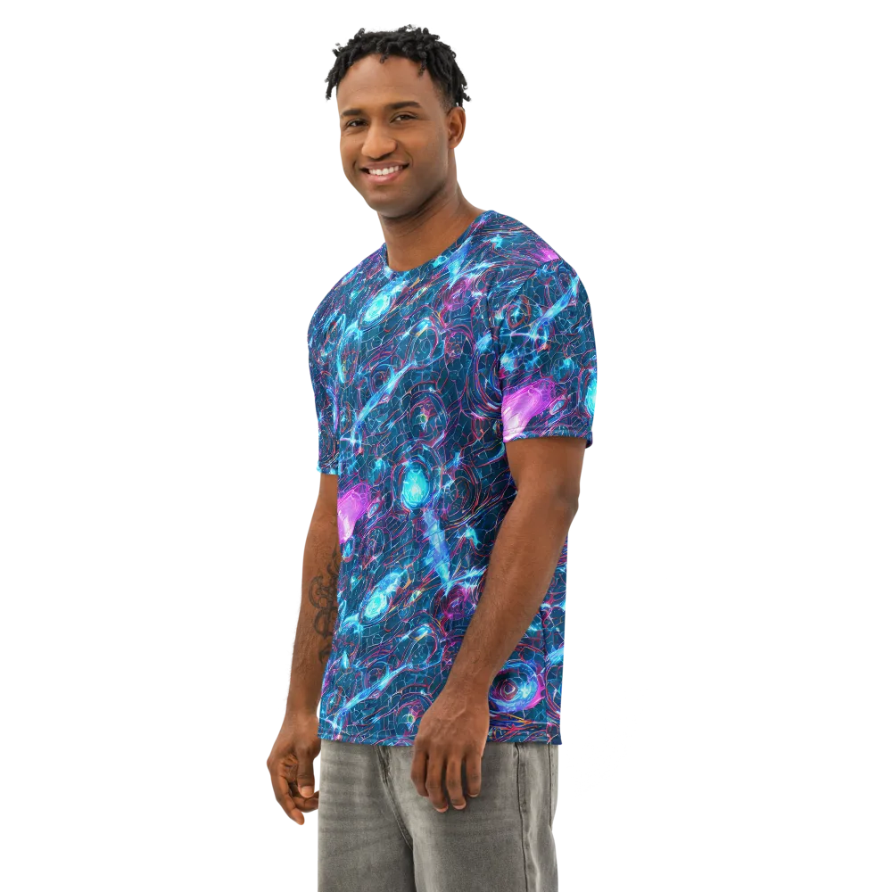 Celestial Circuitry on Men's Cotton Crew Neck T-Shirt — Left Front