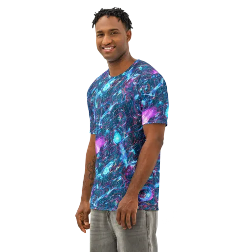 Celestial Circuitry on a Men's Cotton Crew Neck T-Shirt