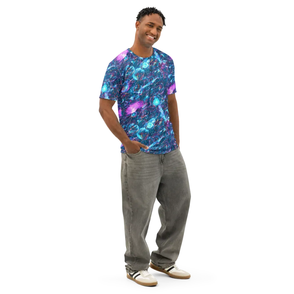 Celestial Circuitry on Men's Cotton Crew Neck T-Shirt — Right Front