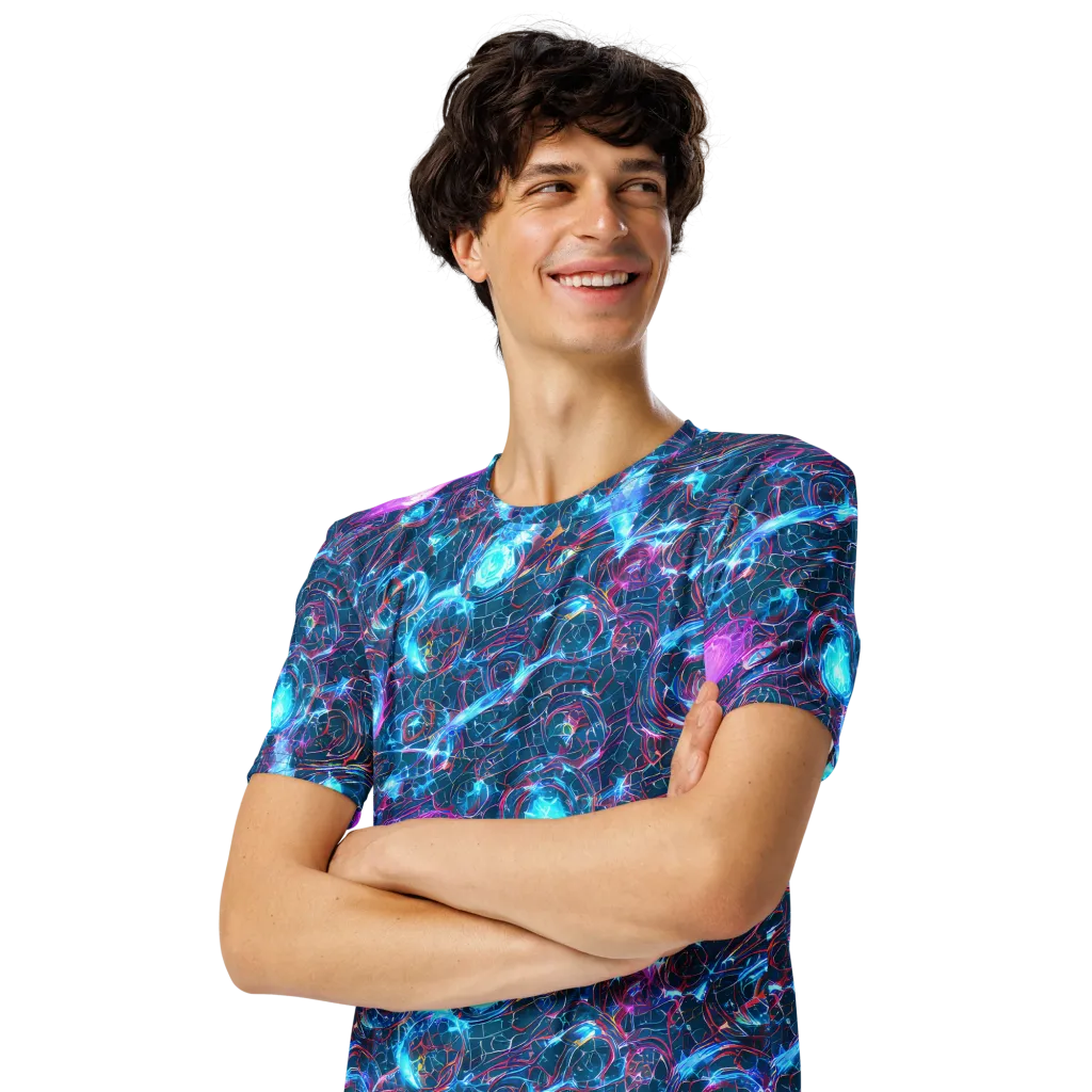 Celestial Circuitry on Men's Crew Neck T-Shirt — Left Front