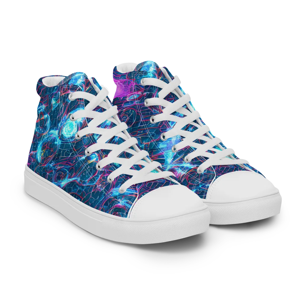 Celestial Circuitry on Men's High Top Canvas Shoes — Right Front