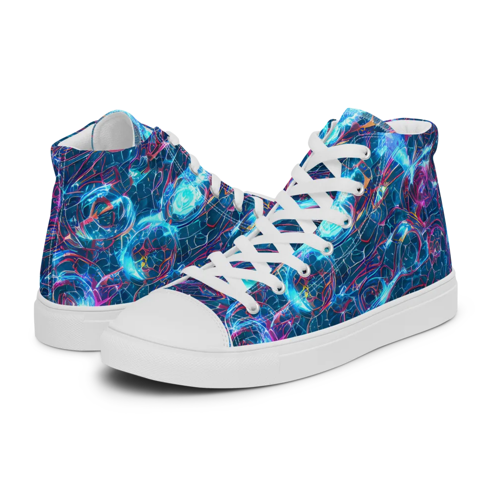 Celestial Circuitry on Men's High Top Canvas Shoes — Left