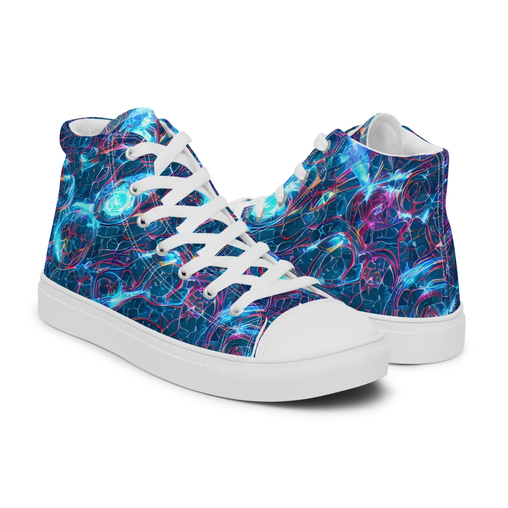 Celestial Circuitry on Men's High Top Canvas Shoes — Right