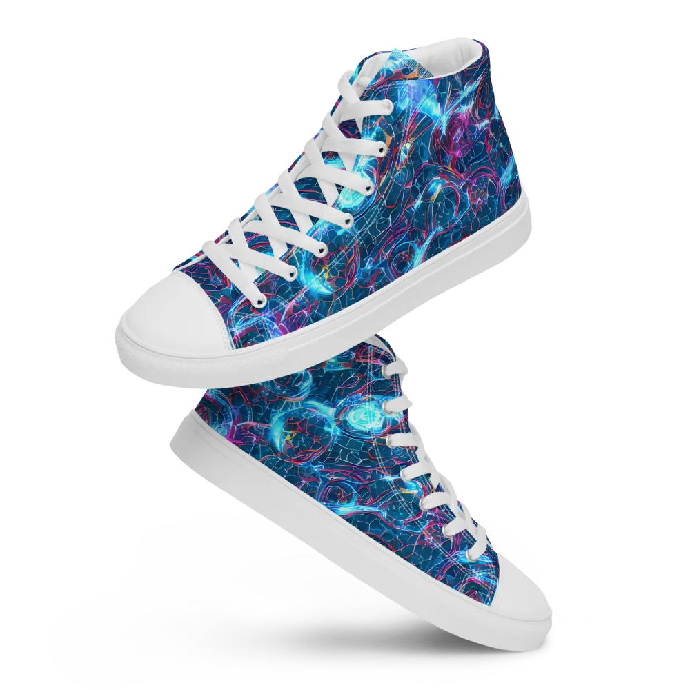 Celestial Circuitry on Men's High Top Canvas Shoes — Front