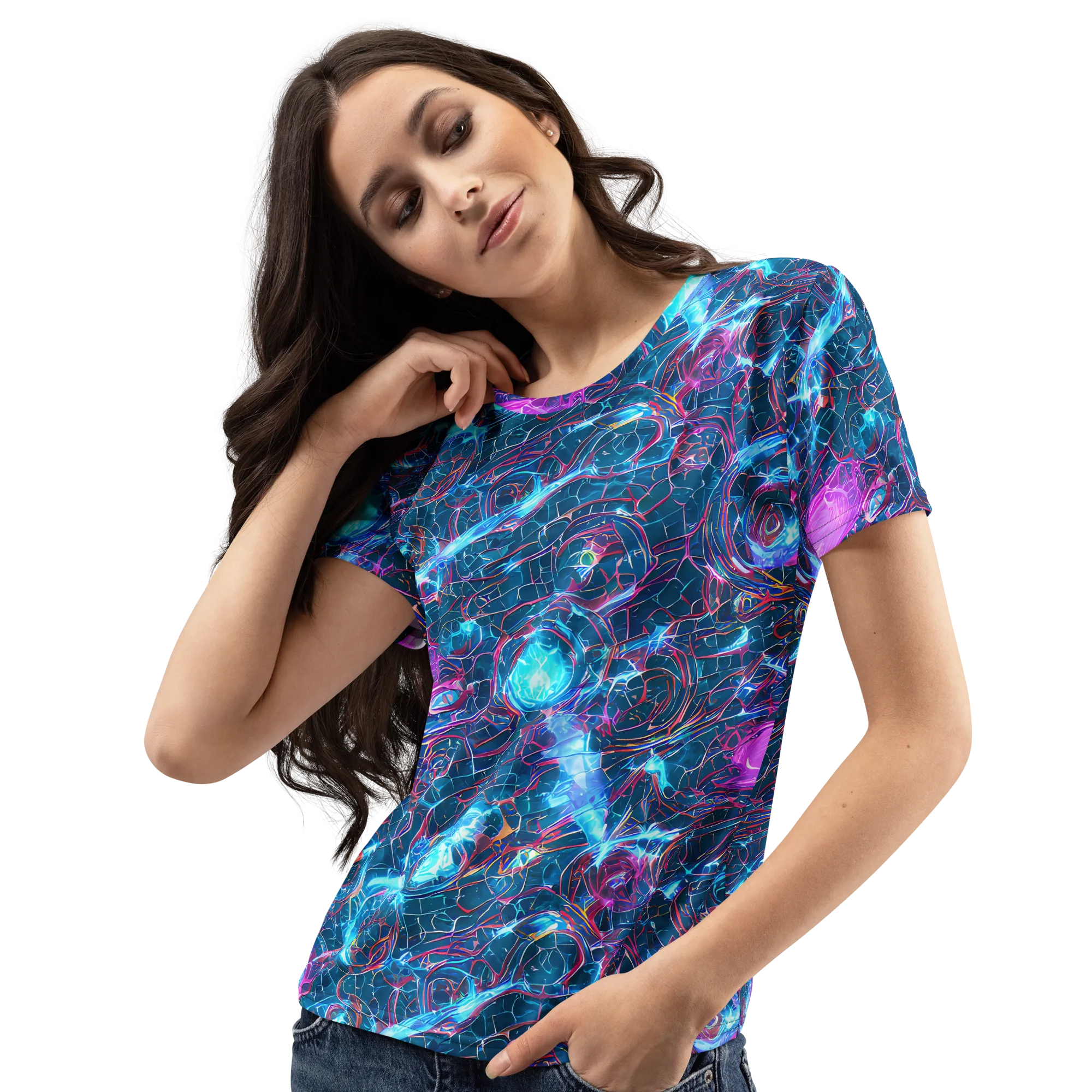 Celestial Circuitry on Women's Crew Neck T-Shirt — Left Front