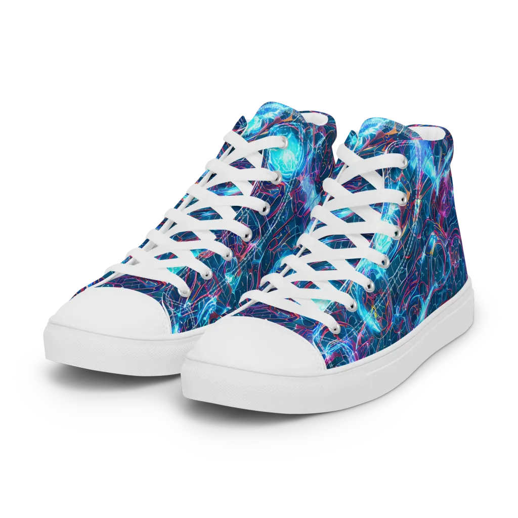 Celestial Circuitry on Women's High Top Canvas Shoes — Left Front