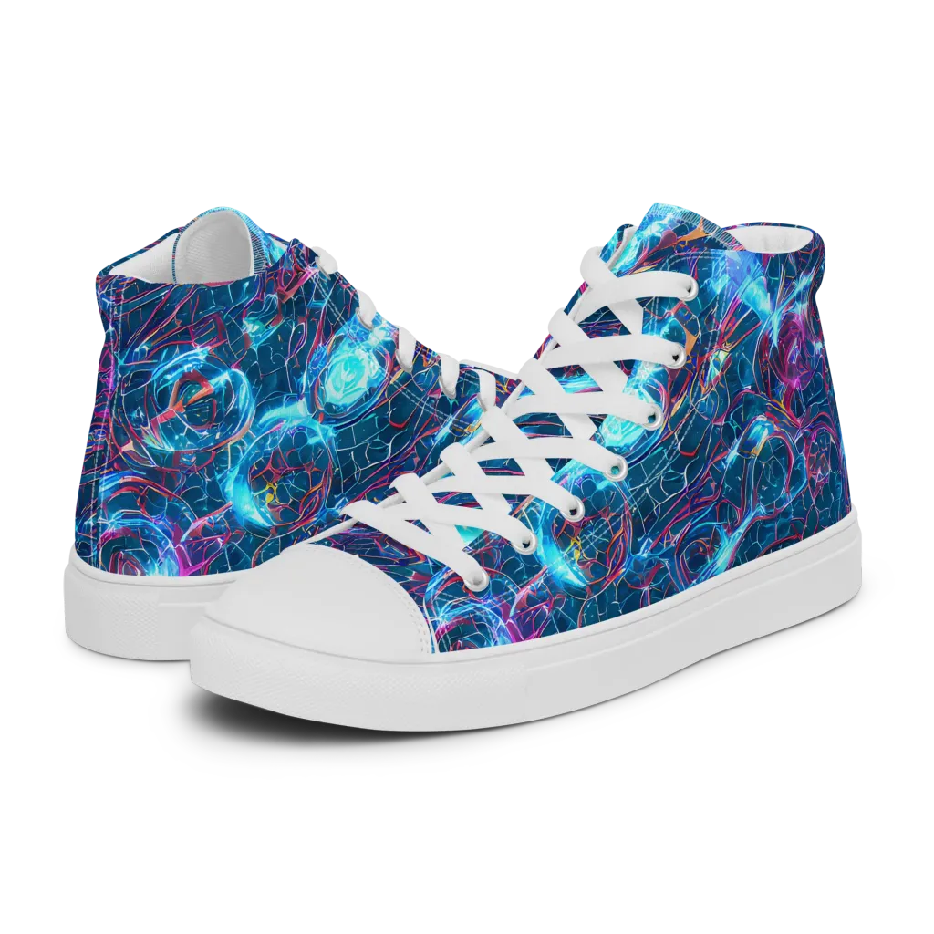 Celestial Circuitry on Women's High Top Canvas Shoes — Left