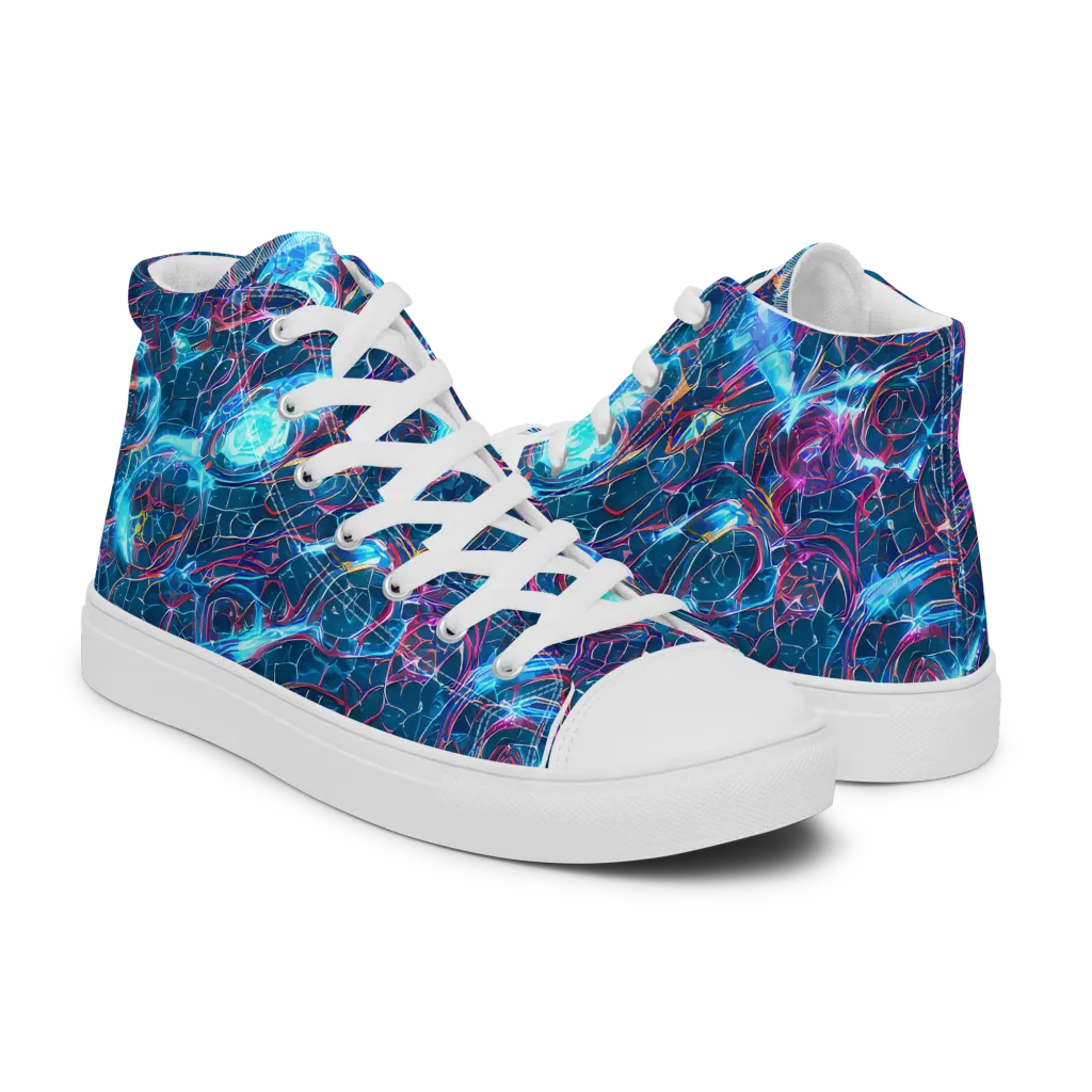 Celestial Circuitry on Women's High Top Canvas Shoes — Right