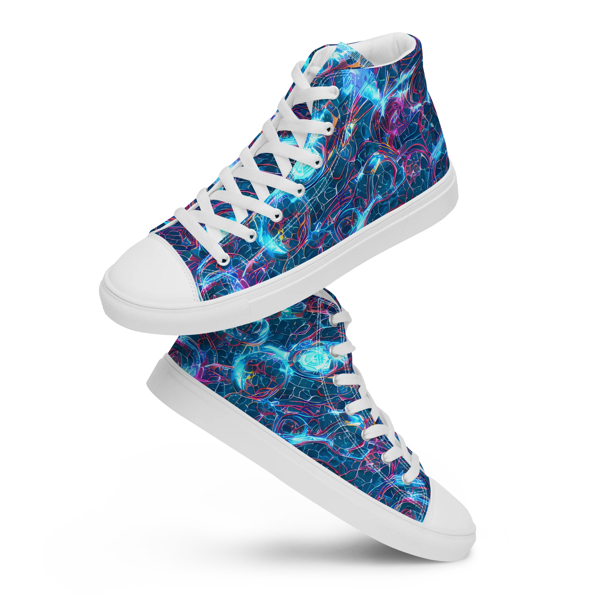 Celestial Circuitry on Women's High Top Canvas Shoes — Front