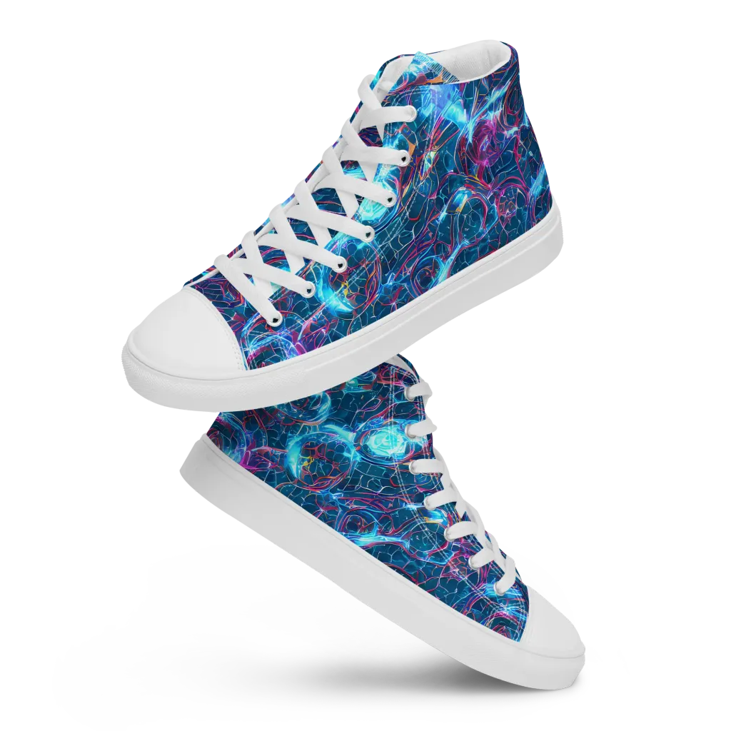 Celestial Circuitry on Women's High Top Canvas Shoes — Front