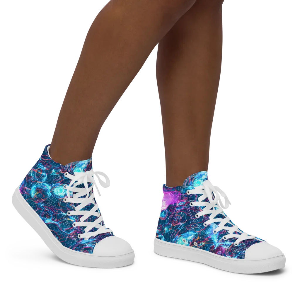 Celestial Circuitry on Women's High Top Canvas Shoes — Right