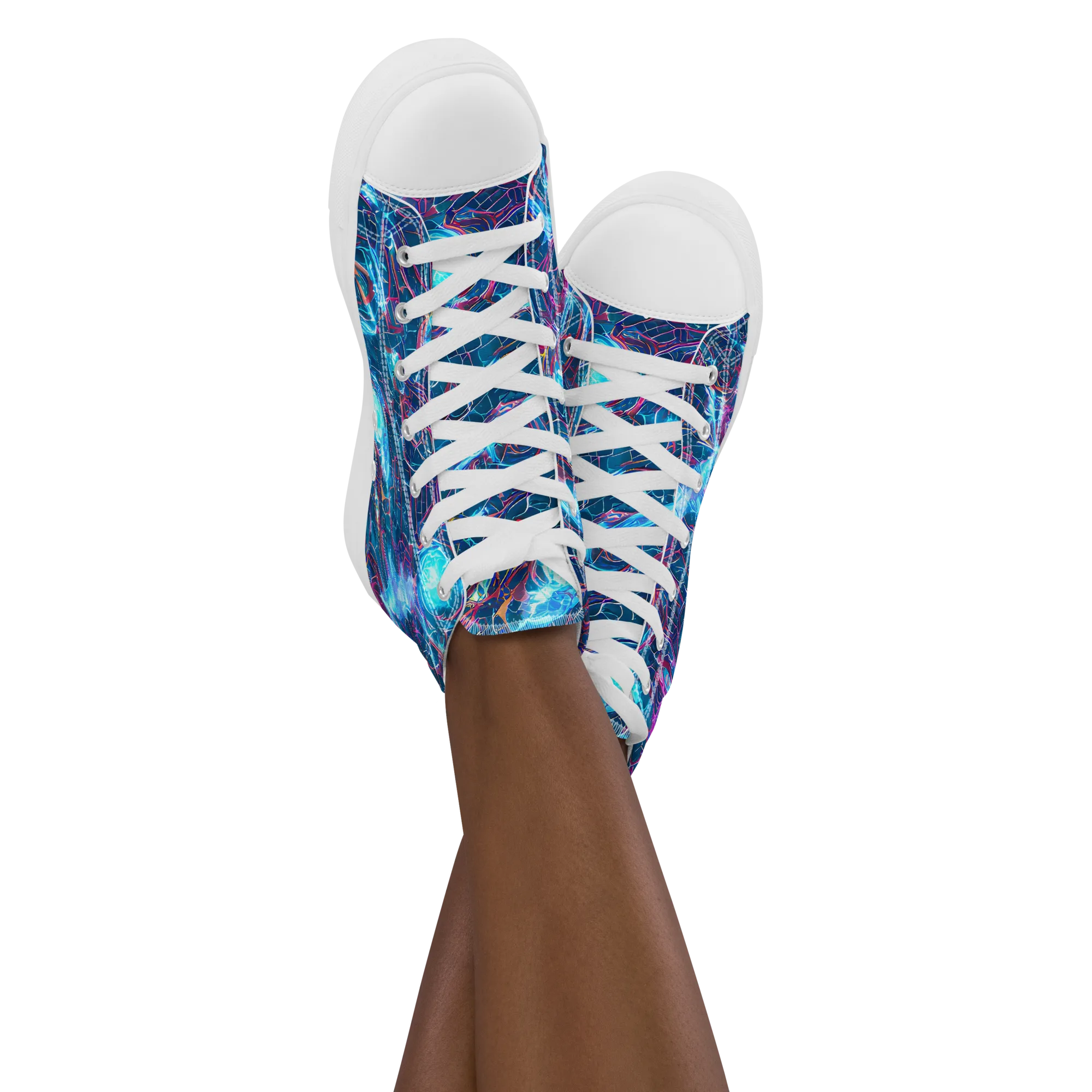 Celestial Circuitry on Women's High Top Canvas Shoes — Front