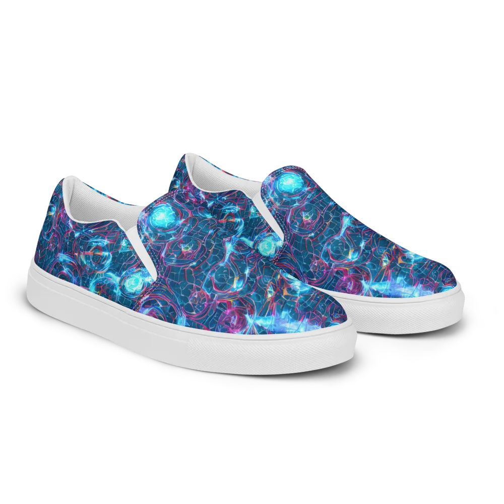 Celestial Circuitry on Men's Slip-On Canvas Shoes — Right Front