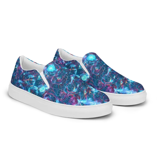 Celestial Circuitry on a Men's Slip-On Canvas Shoes
