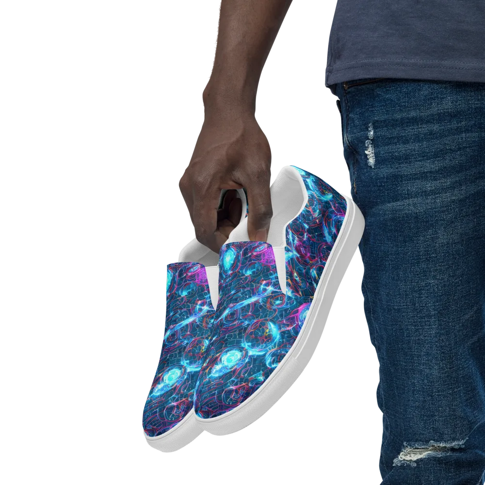 Celestial Circuitry on Men's Slip-On Canvas Shoes — Left Front