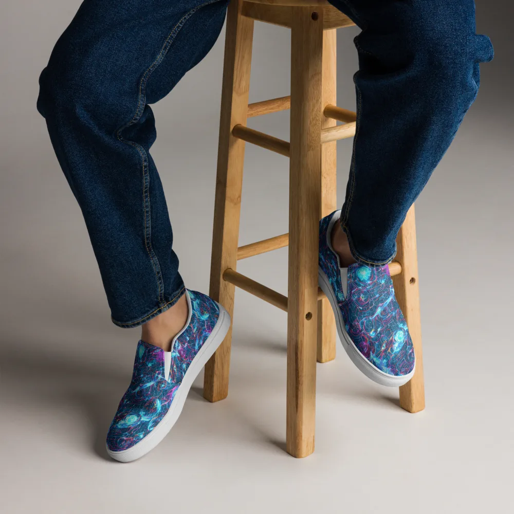 Celestial Circuitry on Men's Slip-On Canvas Shoes — Front