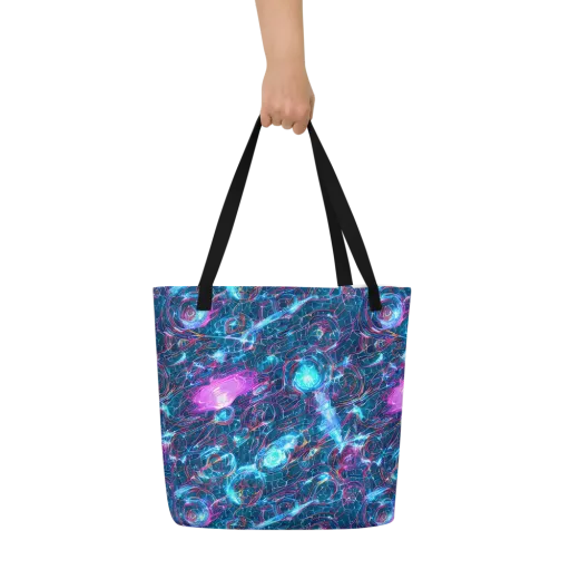 Celestial Circuitry on a Large Tote Bag W/ Pocket