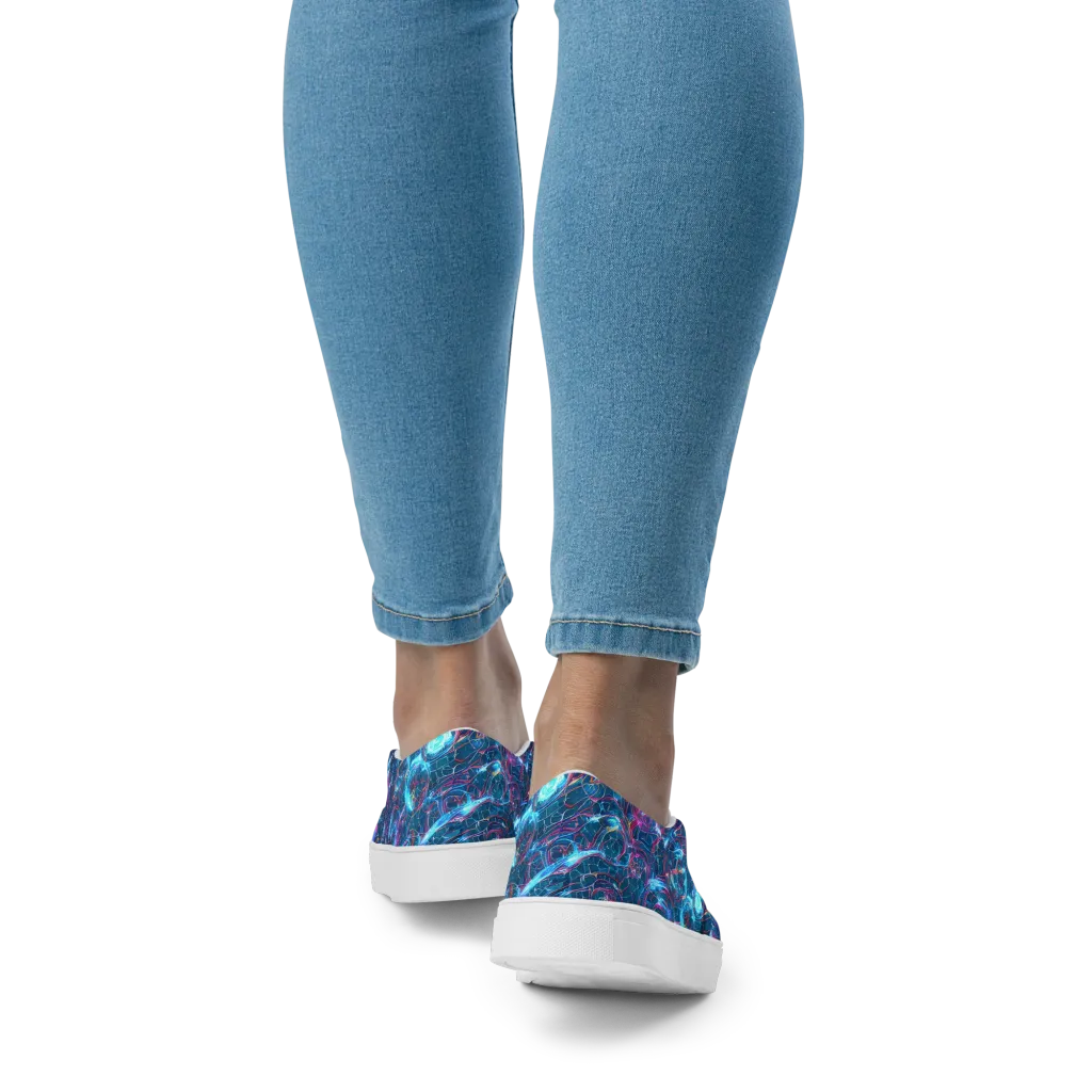 Celestial Circuitry on Women's Slip-On Canvas Shoes — Back