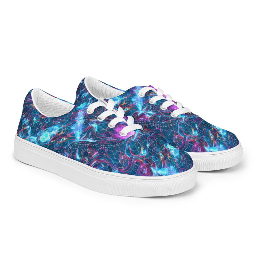 Celestial Circuitry on Men's Lace-Up Canvas Shoes — Right Front