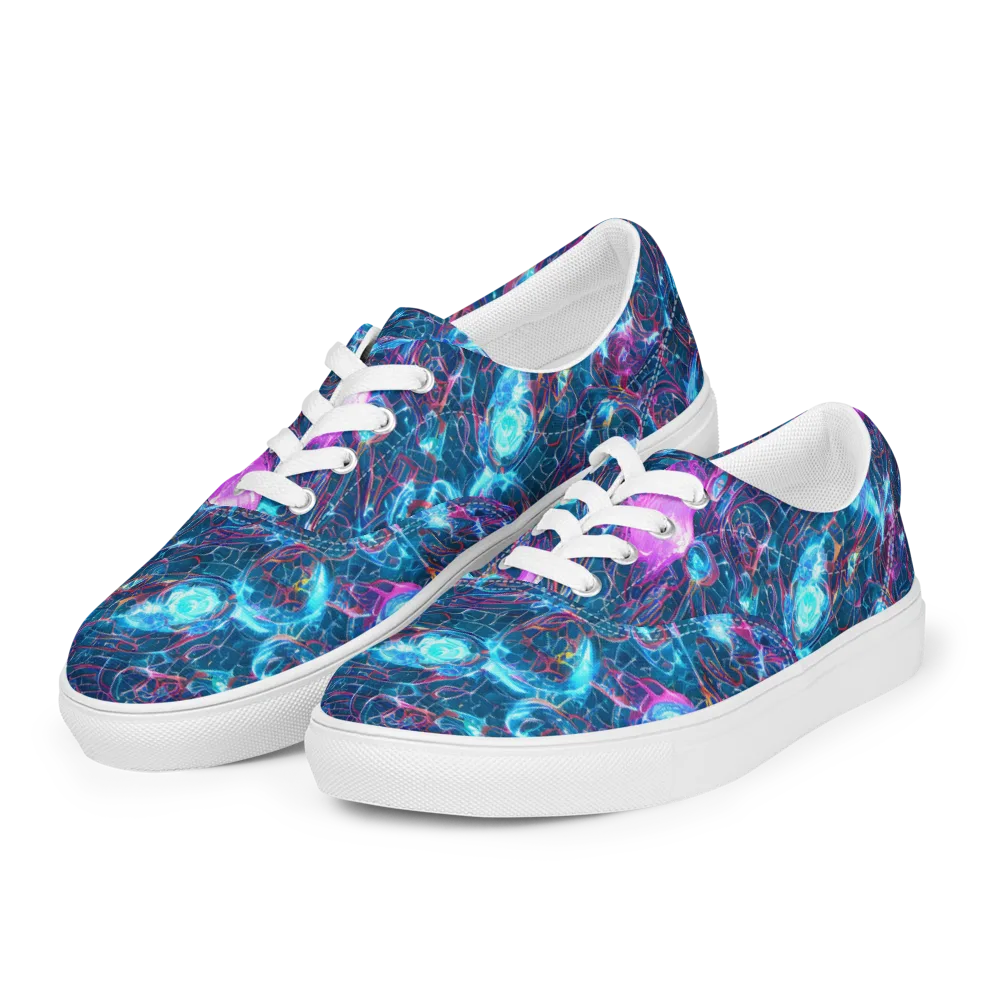 Celestial Circuitry on Men's Lace-Up Canvas Shoes — Left Front