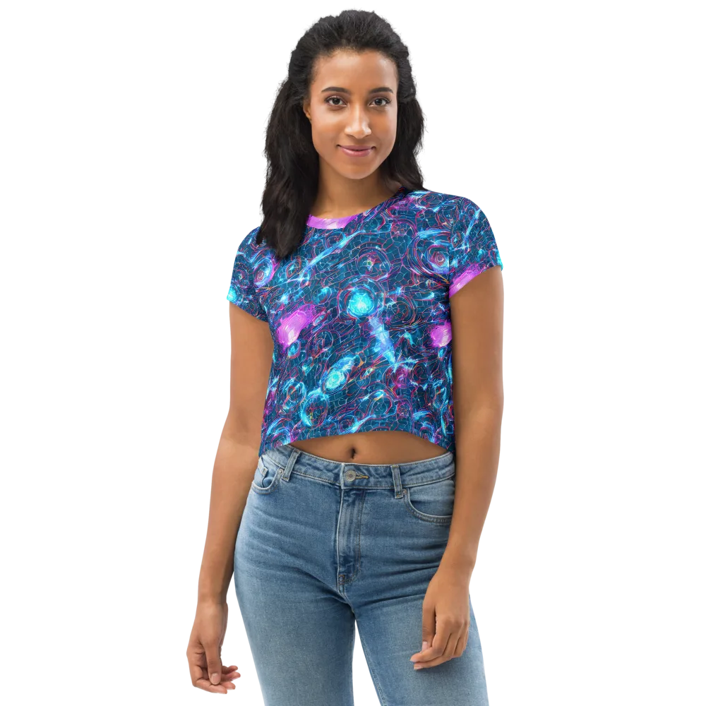 Celestial Circuitry on Crop Tee — Front